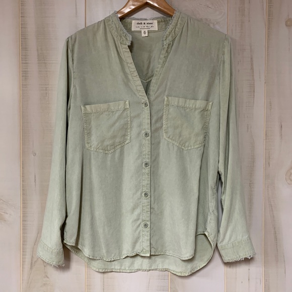 Anthro Cloth & Stone Green Tencel Shirt S - Picture 2 of 7